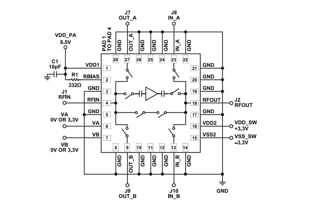 Schéma - Analog Devices Inc. Carte d'évaluation ADL8112-EVALZ
